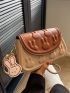 Two Tone Flap Saddle Bag With Bag Charm