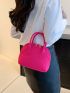 Mini Neon Pink Stitch Detail Chain Dome Bag