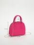 Mini Neon Pink Stitch Detail Chain Dome Bag