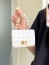 Mini Faux Pearl Decor Quilted Flap Square Bag