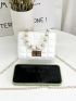 Mini Faux Pearl Decor Quilted Flap Square Bag