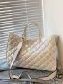 Holographic Quilted Pattern Top Handle Bag