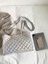 Holographic Quilted Pattern Top Handle Bag