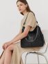 Artificial Leather Tote Bag, Fashion Zipper Crossbody Bag With Removable-strap Minimalist Hobo Bag