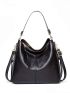 Artificial Leather Tote Bag, Fashion Zipper Crossbody Bag With Removable-strap Minimalist Hobo Bag