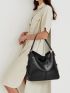 Artificial Leather Tote Bag, Fashion Zipper Crossbody Bag With Removable-strap Minimalist Hobo Bag