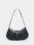 Studded Decor Hobo Bag