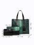 3pcs Snakeskin Embossed Satchel Bag Set