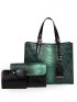 3pcs Snakeskin Embossed Satchel Bag Set