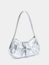 Metallic Studded Decor Hobo Bag