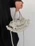 Faux Pearl Decor Novelty Bag, Clear Bag