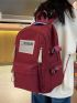 Letter Patch Decor Functional Backpack