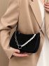 Rhinestone & Faux Pearl Decor Chain Square Bag