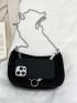 Rhinestone & Faux Pearl Decor Chain Square Bag