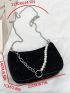 Rhinestone & Faux Pearl Decor Chain Square Bag