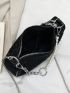 Rhinestone & Faux Pearl Decor Chain Square Bag