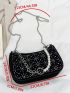 Rhinestone & Faux Pearl Decor Chain Square Bag