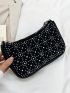 Rhinestone & Faux Pearl Decor Chain Square Bag