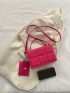 Neon Pink Quilted Square Bag With Coin Purse