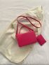 Neon Pink Quilted Square Bag With Coin Purse