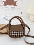 Mini Houndstooth Pattern Flap Saddle Bag