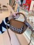 Mini Houndstooth Pattern Flap Saddle Bag