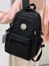 Men Letter Patch Decor Laptop Backpack With Bag Charm