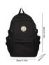 Men Letter Patch Decor Laptop Backpack With Bag Charm