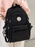 Men Letter Patch Decor Laptop Backpack With Bag Charm