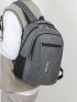 Men Letter Graphic Laptop Backpack Camping Bag