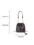 Mini Sequin Decor Drawstring Bucket Bag