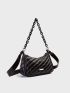 Quilted Metal Decor Chain Hobo Bag