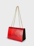 Neon Red Chain Square Bag