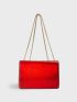 Neon Red Chain Square Bag