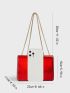 Neon Red Chain Square Bag