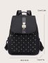 Quilted Studded Decor Flap Backpack