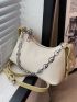 Litchi Embossed Chain Baguette Bag