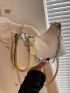 Litchi Embossed Chain Baguette Bag