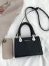 Mini Crocodile Embossed Letter Graphic Square Bag