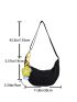 Letter Patch Decor Hobo Bag With Bag Charm