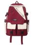 Colorblock Letter Patch Flap Backpack