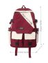 Colorblock Letter Patch Flap Backpack