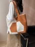 Two Tone Shoulder Tote Bag