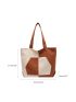 Two Tone Shoulder Tote Bag