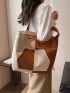 Two Tone Shoulder Tote Bag