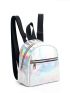 Mini Holographic Zip Front Backpack, Clear Bag