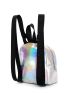 Mini Holographic Zip Front Backpack, Clear Bag