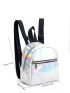 Mini Holographic Zip Front Backpack, Clear Bag