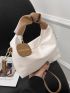 Minimalist Ruched Detail Hobo Bag With Bag Charm