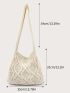 Minimalist Literary Crochet Shoulder Bag, Women's Simple Woven Handbag, Large Capacity Shopping Bag